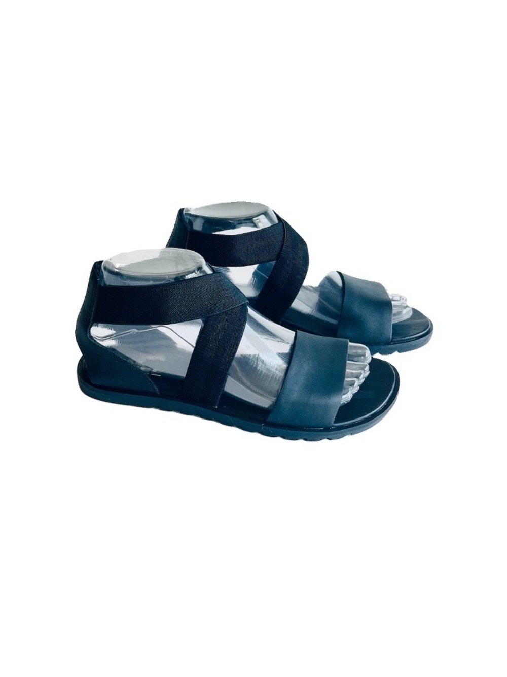 New Sorel Black Leather Rubber Outsole Sandals size 6.5